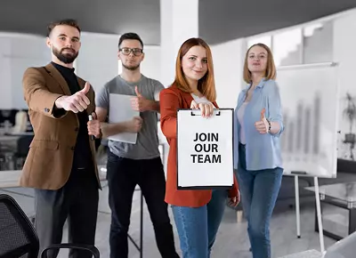Professional team working through IT outsourcing solutions